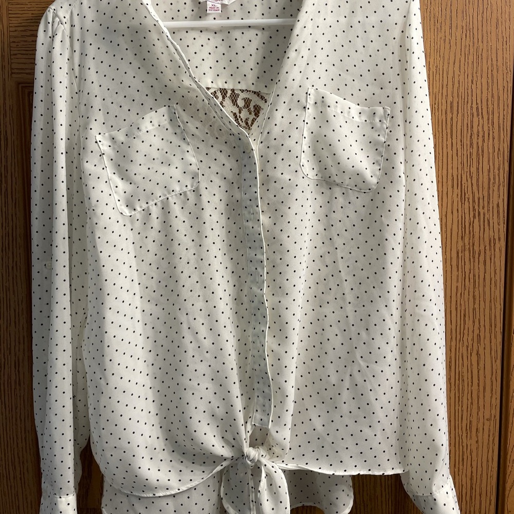 Candies Polka Dot black and white blouse xl